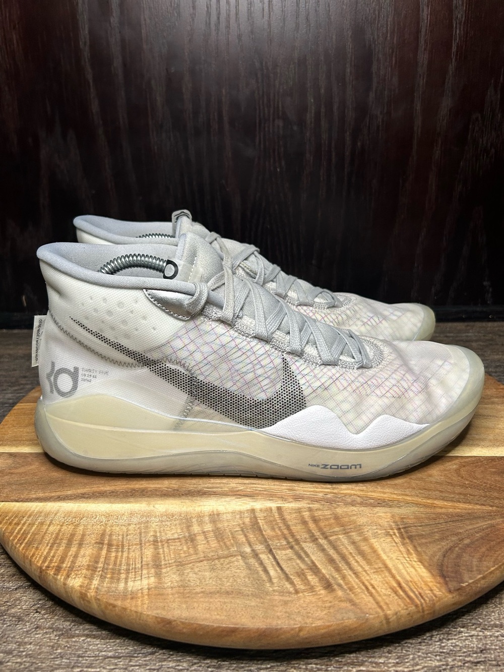 Nike Zoom KD12 Mens Size 10.5 White Wolf Grey Kevin Durant 2019 CK1195-101
